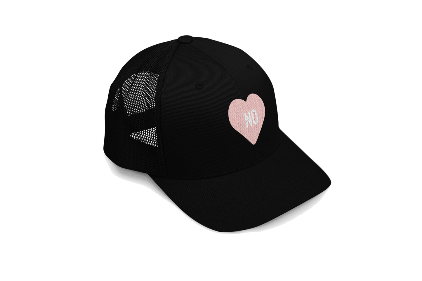 motivatonal hat, inspirational trucker cap, positivity, says no in pink heart, free shipping from orangeville ontario canada